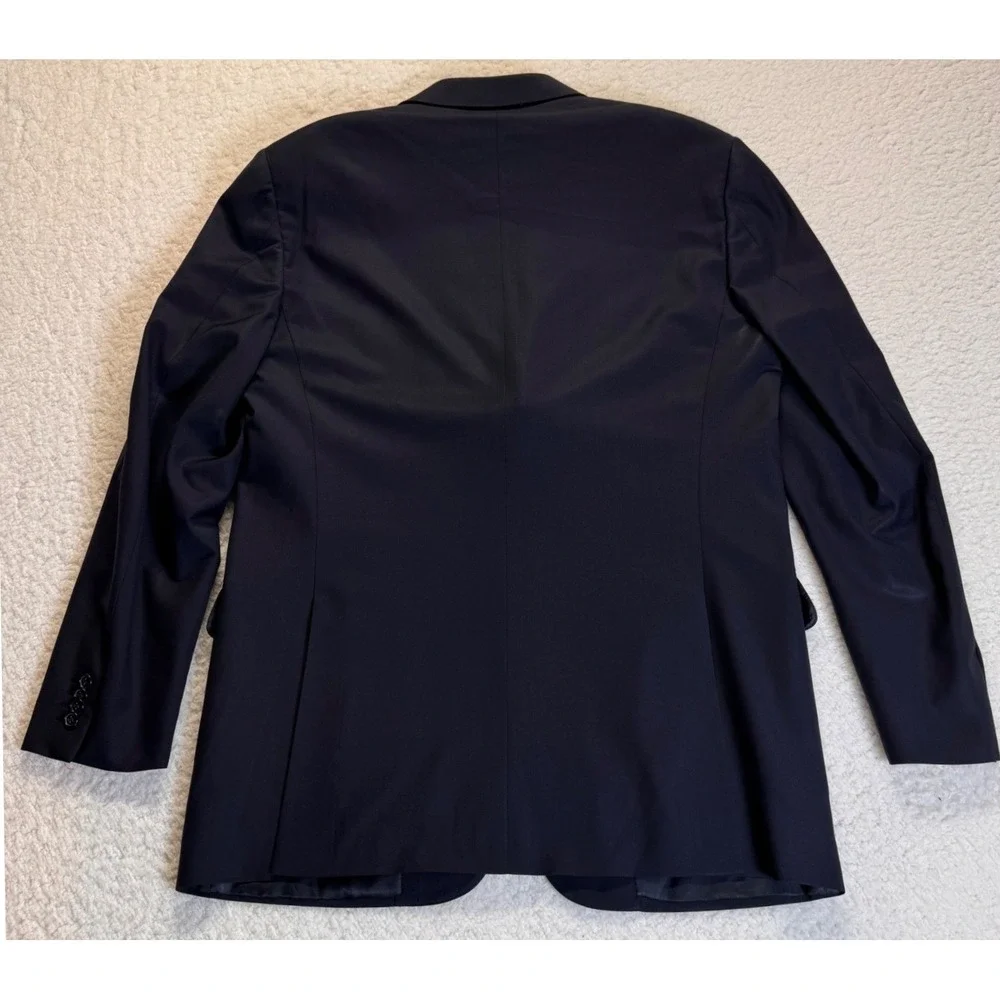 Ermenegildo‎ Zegna Mens Navy Blue 100% Wool 3-Button Suit Jacket Blazer 54 / 44R